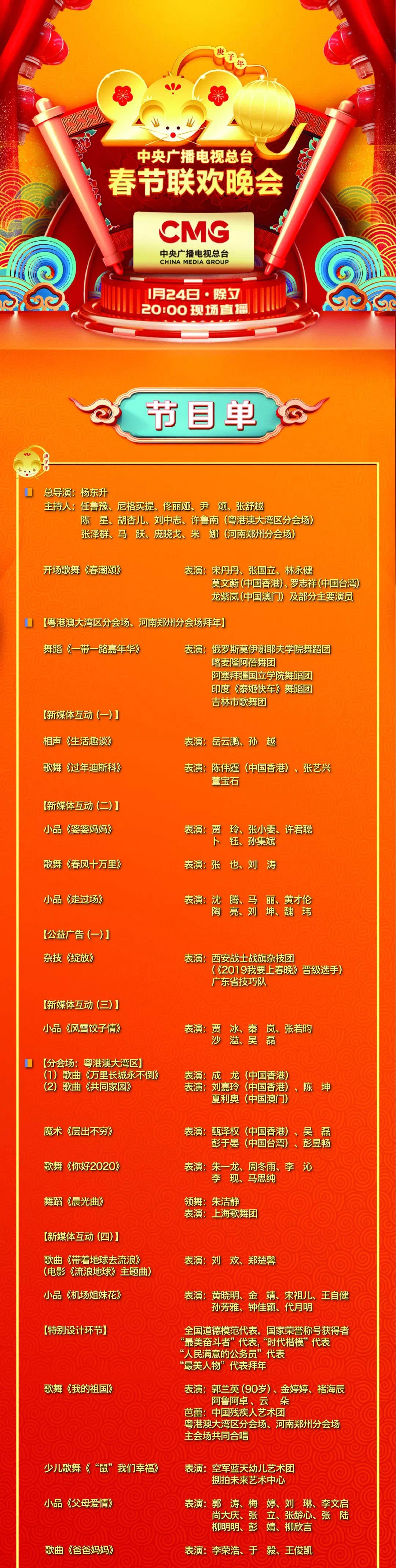 2020年中央电视总台春晚节目单来啦!先睹为快!